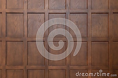 Front view of classic wooden wall panels background texture Stock Photo