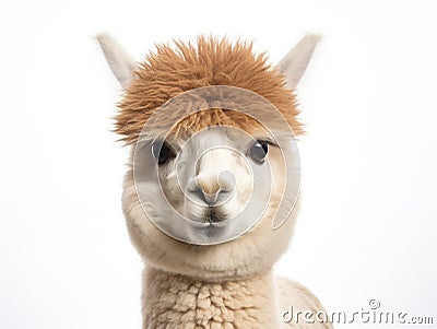 Ai Generated illustration Wildlife Concept of Front view Close-up of Alpaca Cartoon Illustration