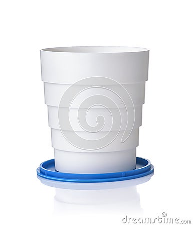 Front view of collapsible reusable plastic cup Stock Photo