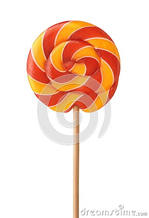 Front view of colorful swirl lollipop Stock Photo