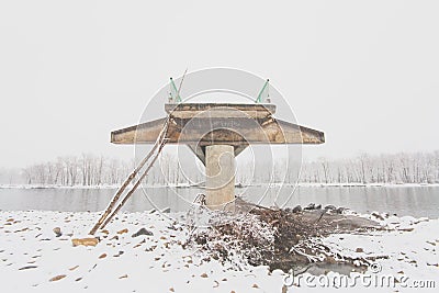 Front View of a Damaged Bridge Stock Photo