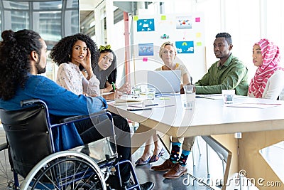 Business people discussing with each other in meeting at conference room in a modern office Stock Photo