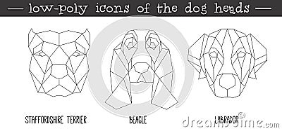 Front View Of Dog Head Triangular Icon Set Stock Vector ...