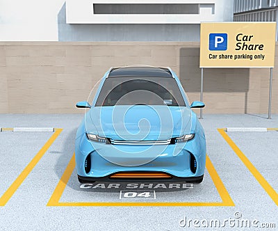 Front view of electric SUV in carsharing parking lot Stock Photo