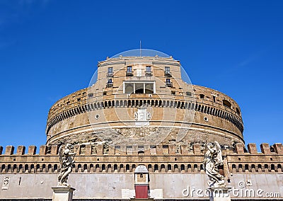 Front view of the famous Castel Sant Angelo castle of the holy Stock Photo