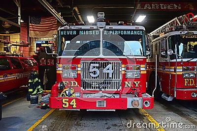 Front View of a Fire Engine Car belonging to the Fire Department City of New York Editorial Stock Photo