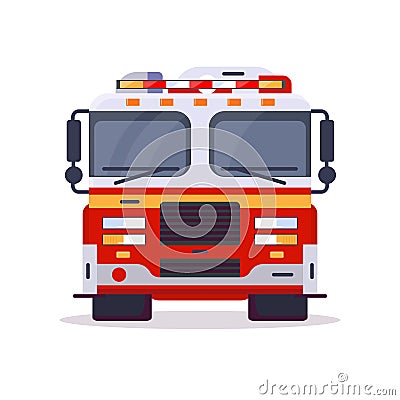 Front view of fire engine Vector Illustration