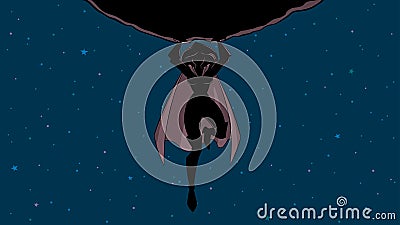 Superheroine Holding Boulder in Space. Vector Illustration