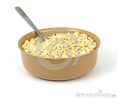 Front View Generic Rice Cereal Spoon Stock Photo