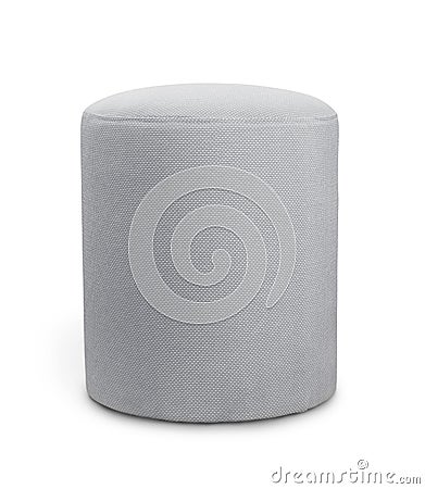 Gray round soft pouf stool Stock Photo