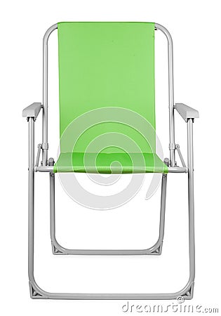 Front view of green folding chair Stock Photo
