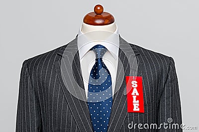 Front View Grey Pinstripe Suit Sale Royalty Free Stock Images