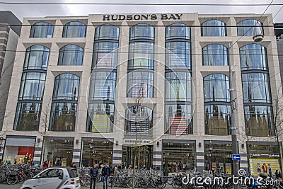 Front View Hudson`s Bay At The Rokin Amsterdam The Netherlands 2019 Editorial Stock Photo