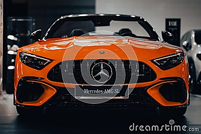 Front view of the luxury Mercedes-Benz AMG SL with blur background Editorial Stock Photo