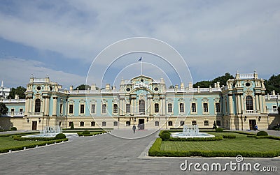 A front view of Mariyinsky Palace, the official ceremonial residence of President of Ukraine Editorial Stock Photo