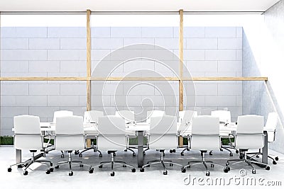 Front view of meeting room with grass Stock Photo