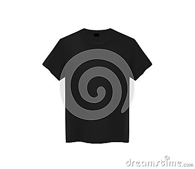 Front view of men`s black t-shirt Mock-up on dark background. Short sleeve T-shirt template on background Stock Photo