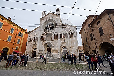 Front view of Modena Cathedral, Italy Editorial Stock Photo