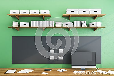 Front view of modern workplace with Ñomputer Stock Photo