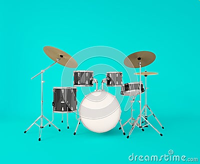 front view of a musical drum set on a clear background Stock Photo