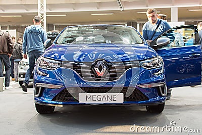 Front view of New Renault Megane GT car on Belgrade car show Editorial Stock Photo