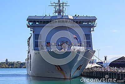 Front view of the New Zealand Navy ship HMNZS Canterbury Editorial Stock Photo