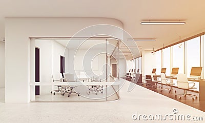 Front view of office with rounded corners conference room, toned Stock Photo