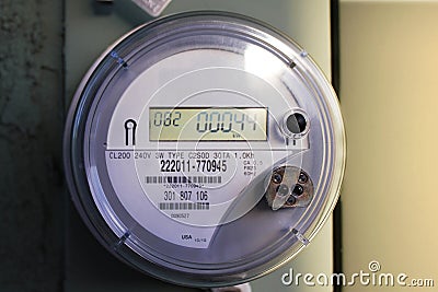 Front View of Outdoor Electric Meter Panel Editorial Stock Photo