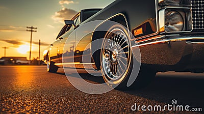 Super Close-up Limo Shot At Sunset: High Detailed Realistic Photography Stock Photo