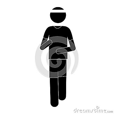 front view pictogram man jogging icon design Cartoon Illustration