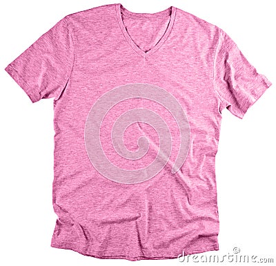 Front view of pink t-shirt on white background. Stock Photo