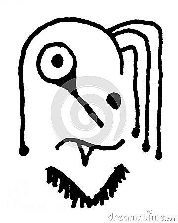 Funny Weird Linear Monster Portrait Stock Photo