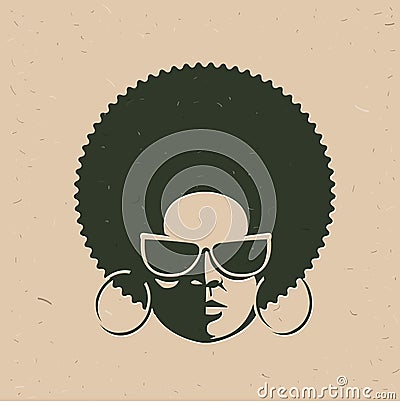 Front view portrait of a black woman face Vector Illustration