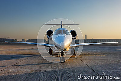 A front on view of a private jet Stock Photo