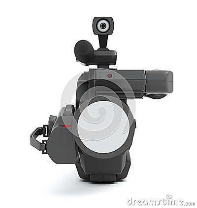 Front view professional video camera on a white Cartoon Illustration