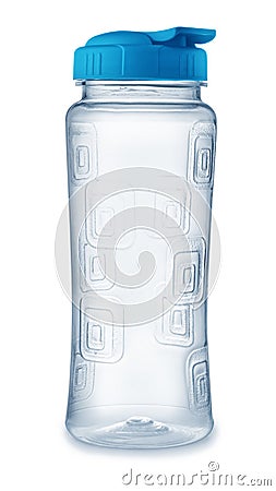 Front view of reusable plastic water bottle Stock Photo
