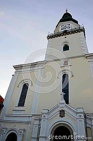 Front view of roman catholic church of Saint Stefan The King in Modra, Slovakia, built in eclectic historicist style. Stock Photo