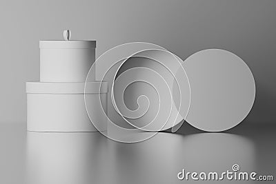 Front view of round packaging boxes with blank surfaces Cartoon Illustration