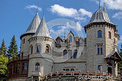 Front view of the Savoy Caste, Gressoney-Saint-Jean, Aosta Valley, Italy Stock Photo