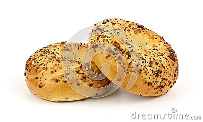Front View Seasoned Bagels Stock Photo