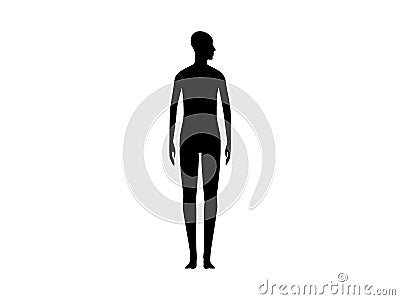 Front view silhouette of a neutral gender person with head turned to the shoulder. Vector Illustration