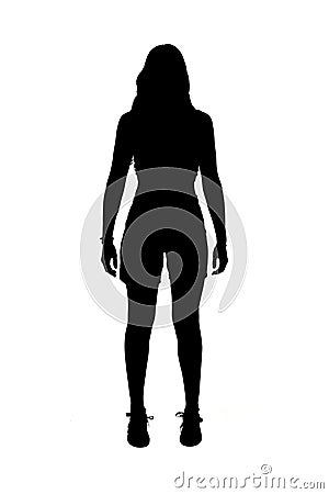 front view of a silhouette of a young girl in a top and shorts Stock Photo