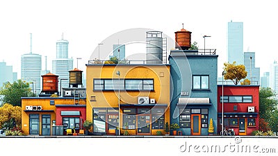 Front view of small manufactory, local business, city building icon Stock Photo
