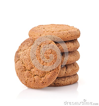 Front view of stacked fresh oatmeal cookies Stock Photo