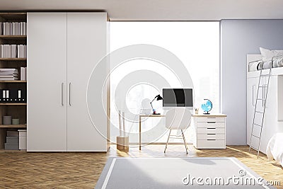 Front view of teenager room with computer Stock Photo