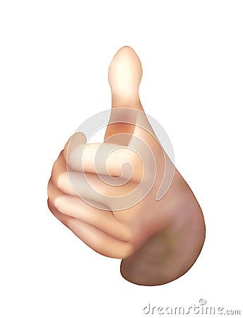 Front View of Thumbs Up for Like Signals Stock Photo