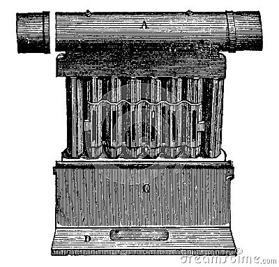 Front view of the tube bundle, vintage engraving Vector Illustration