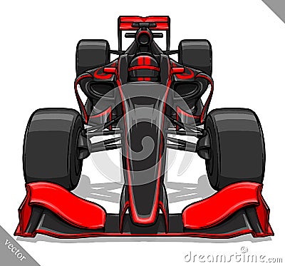 Front view vector fast cartoon formula race car illustration art Vector Illustration