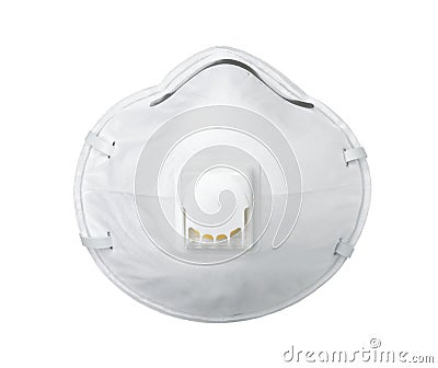 White respirator face mask with breathing valve Stock Photo