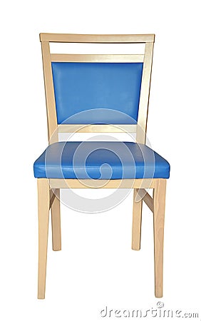 Front view of wooden padded chair Stock Photo